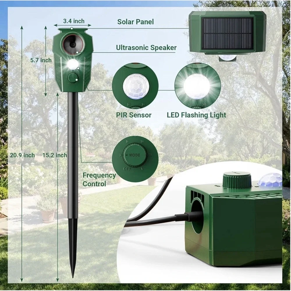 solar ultrasonic animal repellers outdoor With Motion Sensor‎ & LED Lights